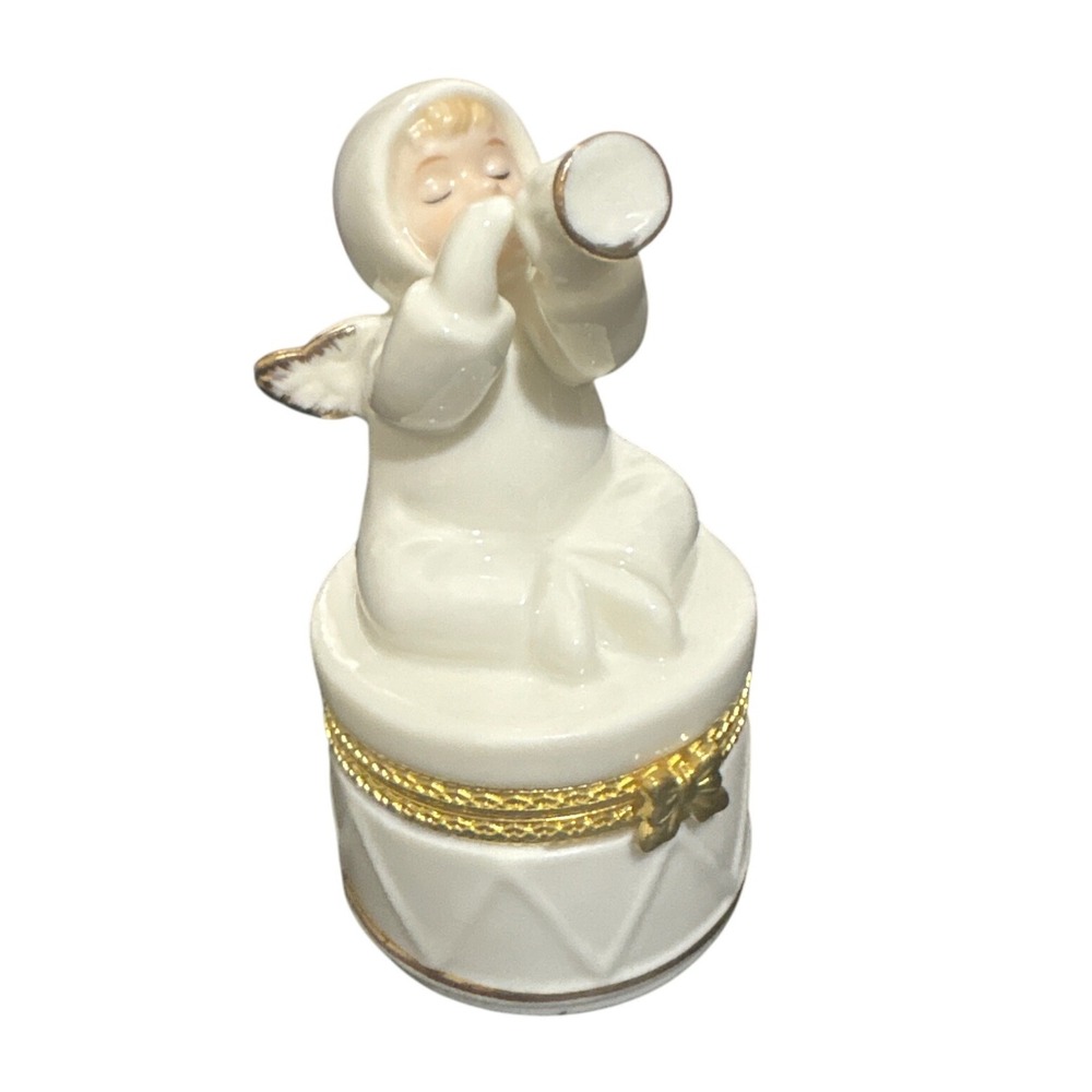 VTG Formalities by Baum Brothers‎ Angel Porcelain Jewelry Ring Trinket Box